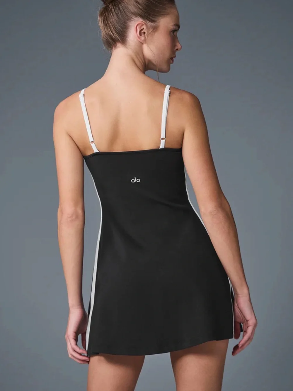 alo yoga black and white dress Airbrush Streamlined Piping Women's Size M EUC Pick Model:Model 1 blue halterneck dress Consider this the ultimate Birthday Dresses – UME